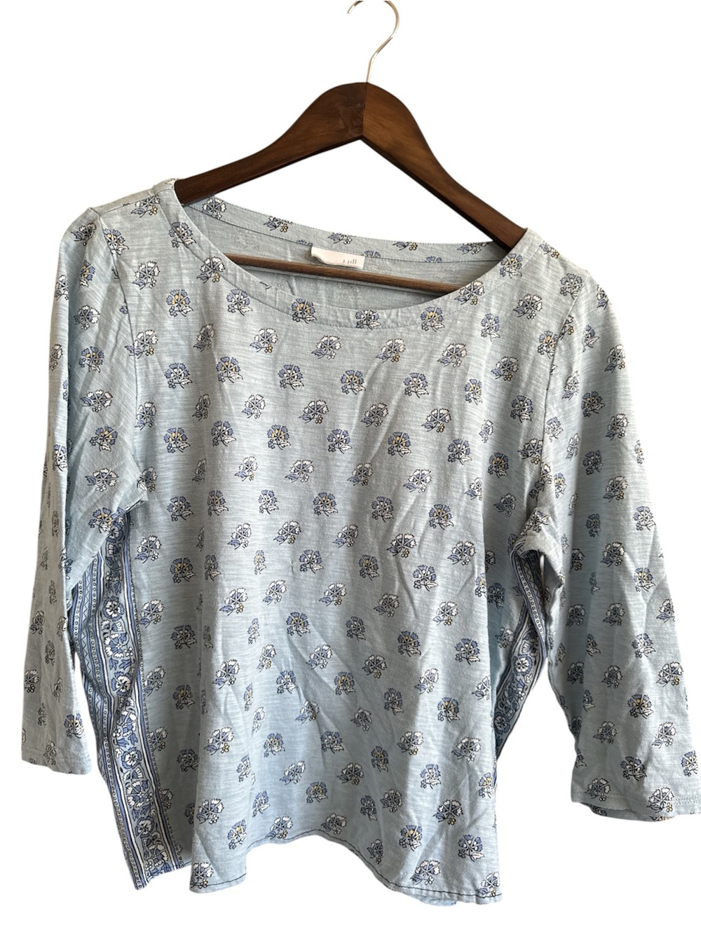 J. Jill Light Blue Floral Long Sleeve Top